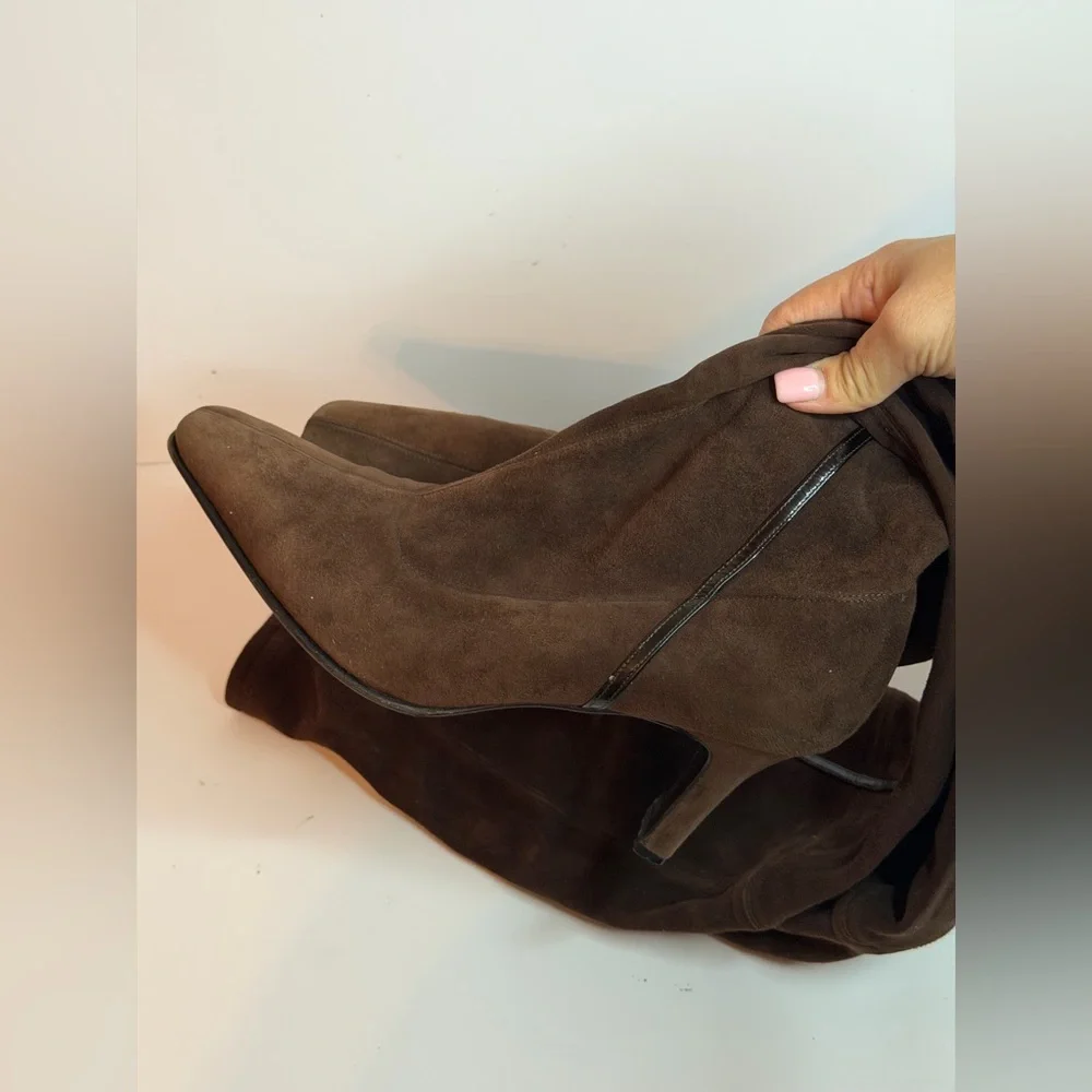 Salvatore Ferragamo Brown Suede Over-the-Knee Boots Size 38